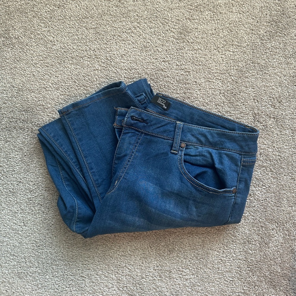 1822 Women's Blue Denim Jeans Size 16 Mid Rise Straight Leg